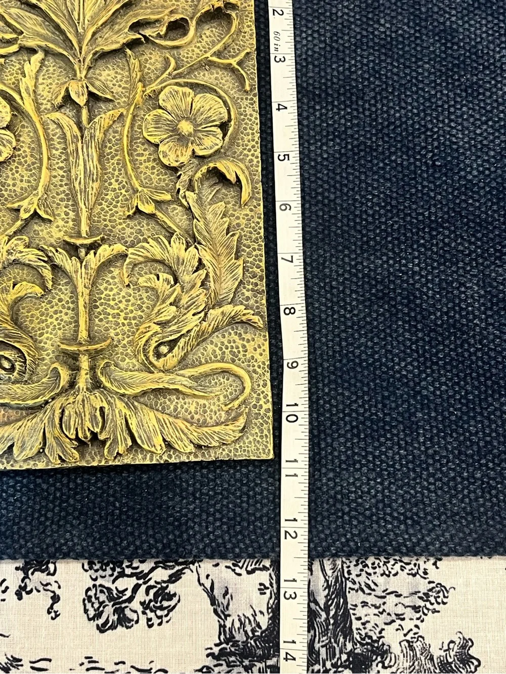 Ornate Floral Relief Wall Panel in Antique Gold